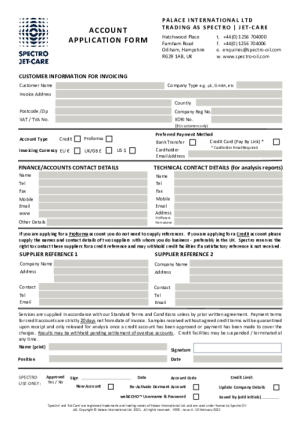 Spectro UK Account Application Form