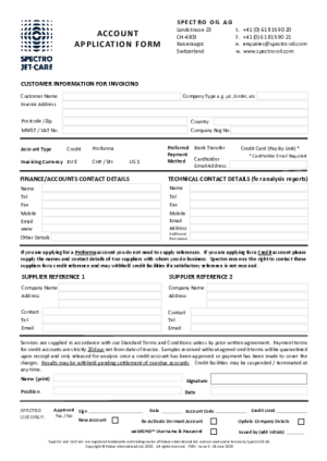 Spectro Oil AG Account Application Form