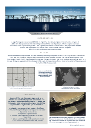 Case Study - The Benefits of Routine Oil, Filter & Chip Analysis