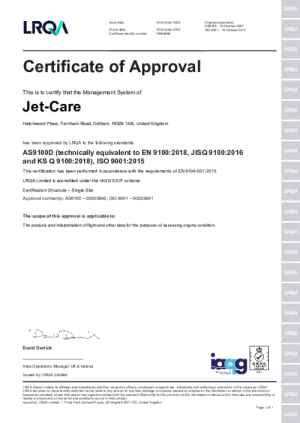 Jet-Care GPA LRQA Certificate