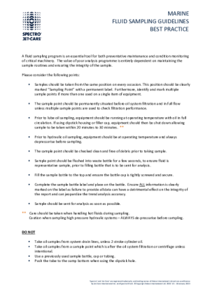 Marine Fluid Sampling Guidelines - Best Practice